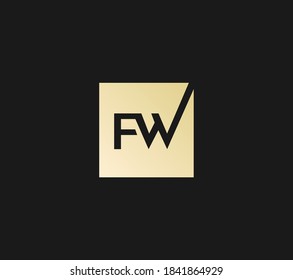 Abstract letter FW in a square. Minimal luxury logo design template.