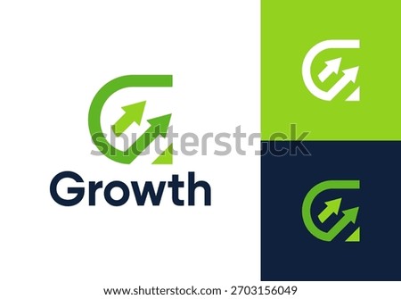 abstract letter G with arrow logo. creative fast growth finance vector design concept	
