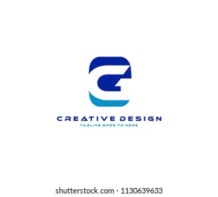 Abstract Letter G Blue Square Shape Logo Design