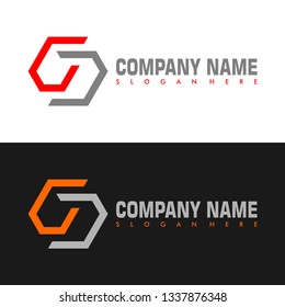Abstract Letter G and D Flat Monochrome Vector Logo