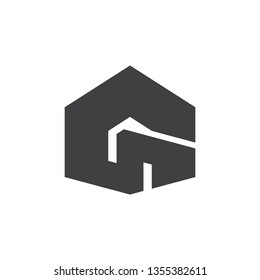abstract letter g geometric home design logo vector