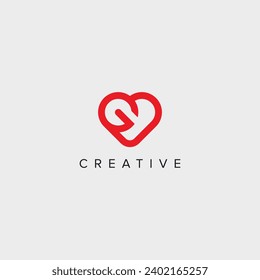 Abstract letter G heart logo vector symbol. Valentines day logotype concept.