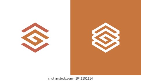 Abstract letter G hexagon logo with arrow up and down, geometric initial G, layer, expand, monogram, augmented reality. AR logo template 