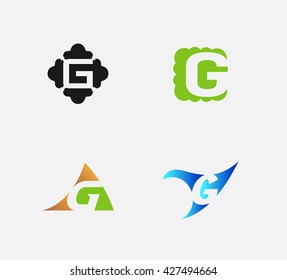 Abstract Letter g Icon set, collection
