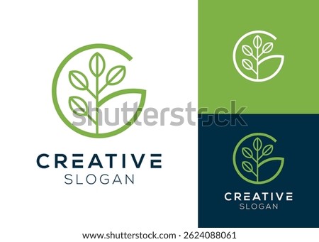 Abstract letter G with leaf or plant elements logo design for nature and agriculture