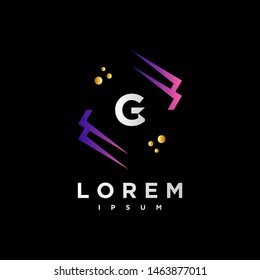 Abstract letter G logo design template. purple and black Color. creative sign. Universal vector icon.