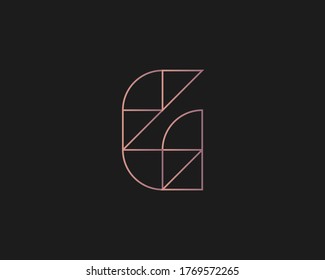 Abstract letter G logo design template on dark background. Premium line gradient alphabet from geometric shapes emblem sign symbol mark logotype