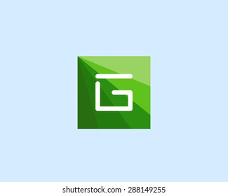 Abstract letter G logo design template. Colorful green leaf global eco vector icon. Modern colorful square symbol