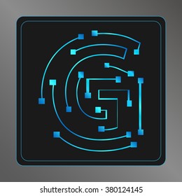 Abstract letter G  logo design template,technology,electronics,digital,dot connection cross vector logo icon logotype
