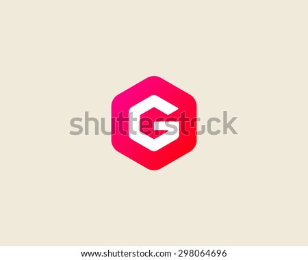 Abstract letter G logo design template. Colorful creative hexagon sign. Universal vector icon.