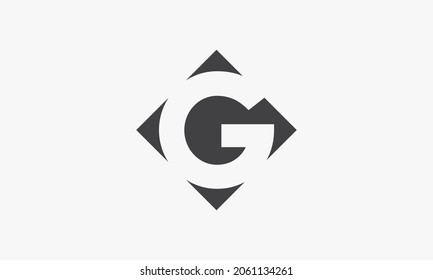 abstract letter G logo negative space isolated on white background.
