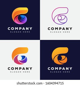 abstract letter g logo style, colorful modern letter initial logo design