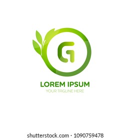 Abstract letter G logo vector design. Icon eco green and circle concept template.