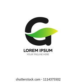 Abstract letter G logo vector design. Icon eco character and leaf concept template.