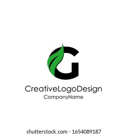 Abstract letter G logo vector design. Icon eco character and leaf concept template