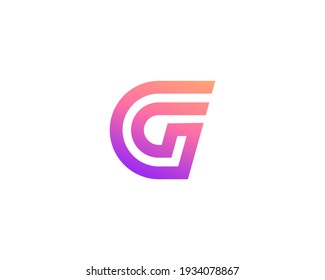 Abstract letter G modern logotype icon design concept. Creative minimalist gradient lines logo template isolated on white background. Vector illustration.