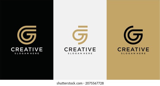 Abstract letter G modern logotype icon design concept. Creative minimalist gradient lines logo template 