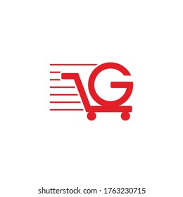 abstract letter g motion shopping cart logo vector