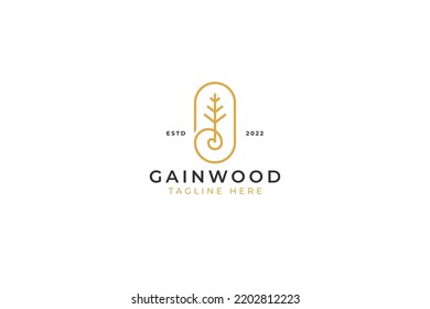 Letra abstracta G y logotipo de árbol de pino. Plantilla de Ilustración de Vectores de Campamento Exterior. Tarjeta de símbolo de la moda de la belleza de lujo.