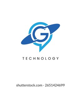 Plantilla Abstractas del logotipo de la combinación del planeta y del chat de la letra G.