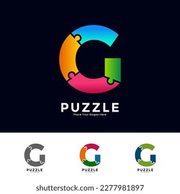 Abstract letter G puzzle pieces colorful vector logo design. Suitable for business, education, game, sticker and template