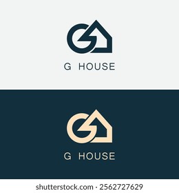 Abstract letter G real estate house logo design vector illustration.
