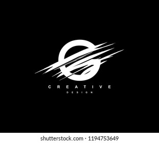 Abstract letter G scratch texture stroke logo