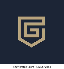 Abstract Letter G Shield logo design. Shield Line geometry  for company Security logo. Logo Icon Template for Web and Business Card. - vector