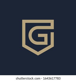 Abstract Letter G Shield logo design. Shield Line geometry  for company Security logo. Logo Icon Template for Web and Business Card. - vector