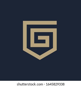 Abstract Letter G Shield logo design. Shield Line geometry  for company Security logo. Logo Icon Template for Web and Business Card. - vector