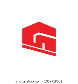 abstract letter g simple geometric building logo vector