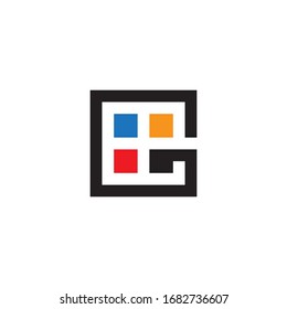 abstract letter g square window geometric linked logo vector
