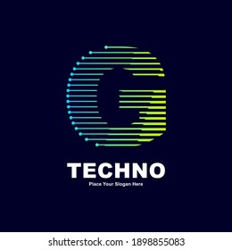 Abstract letter G technology logo vector template. Suitable for digital font industry with dot, gradient color and modern style. Also suitable for machine business.