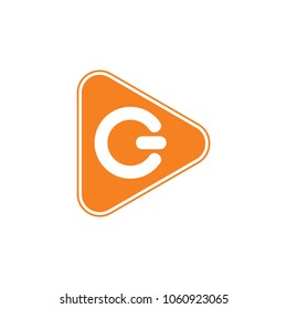abstract letter g triangle power button logo 