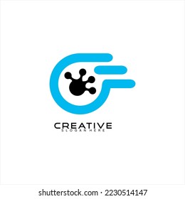 Abstract letter G vector logo design with molecule symbol.