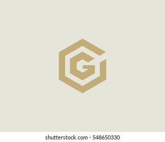 Abstract letter G vector logotype. Line hexagon creative simple logo design template.  Universal geometric symbol font icon.