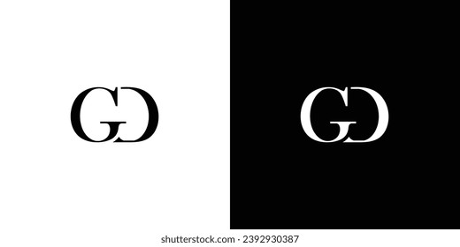 Abstract letter GD Creative Serif Logo Design Icon Branding Vector in black and white color