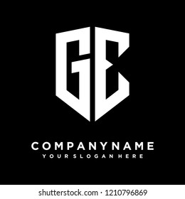 Abstract letter GE shield logo design template