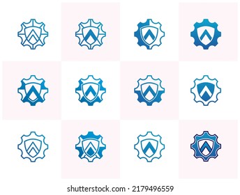 Abstract letter A with Gear Logo vector design set 