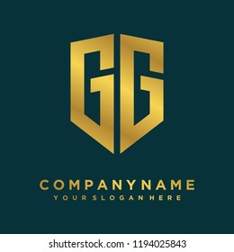 Abstract letter GG shield logo design template