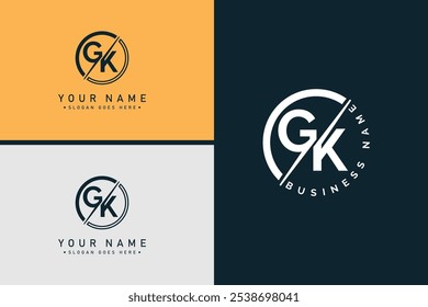 Letra Abstractas GK Logo - Plantilla inicial del monograma para el alfabeto G y K