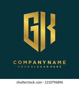 Abstract letter GK shield logo design template