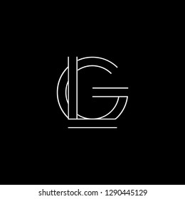 Abstract letter GL LG. Minimal logo design template. Vector letter logo with white and black color.