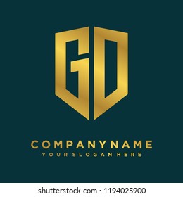 Abstract letter GO shield logo design template