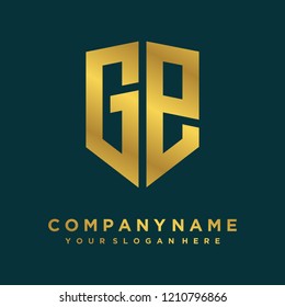 Abstract letter GP shield logo design template
