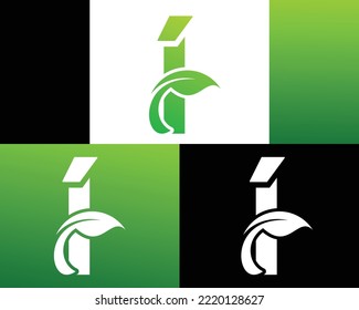 Abstract letter I green leaf logo