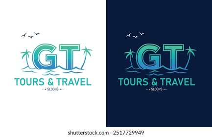 Abstract Letter GT TG With Travel Logo Design. Initial Summer Travel Logo Icon Vector
