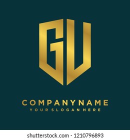Abstract letter GU shield logo design template