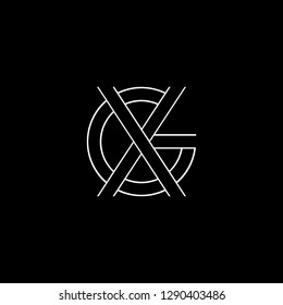 Abstract letter GX XG. Minimal logo design template. Vector letter logo with white and black color.