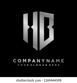 Abstract letter H B shield logo design template